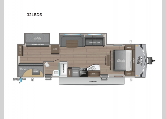 Floorplan - 2025 Jay Flight SLX 321BDS Travel Trailer