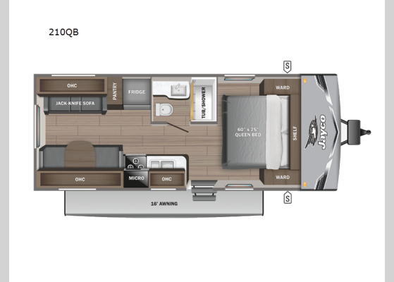 Floorplan - 2025 Jay Flight SLX 210QB Travel Trailer