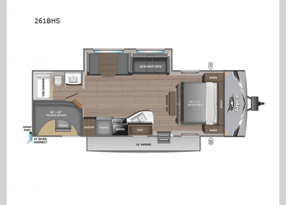 Floorplan - 2025 Jay Flight SLX 261BHS Travel Trailer