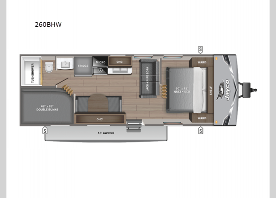 Floorplan - 2025 Jay Flight SLX 260BHW Travel Trailer