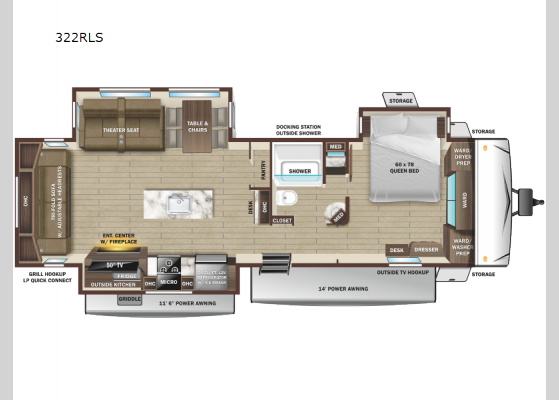 Floorplan - 2025 Open Range 322RLS Travel Trailer