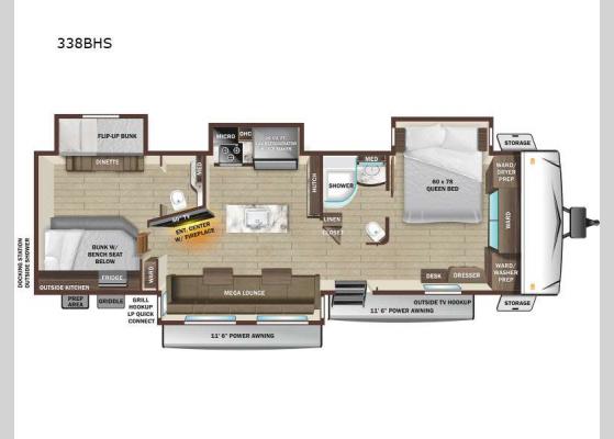 Floorplan - 2025 Open Range 338BHS Travel Trailer