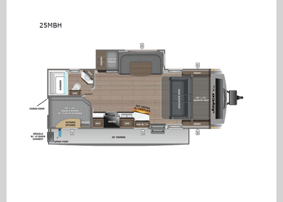 Floorplan - 2024 White Hawk 25MBH Travel Trailer