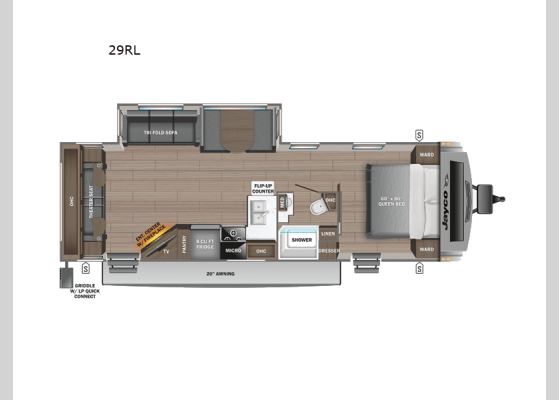 Floorplan - 2024 White Hawk 29RL Travel Trailer