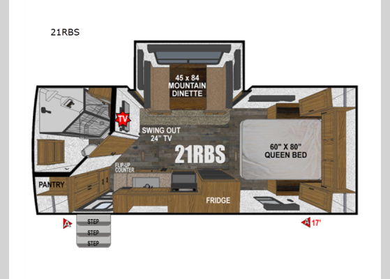 Floorplan - 2025 Creek Side Mountain Series 21RBS Travel Trailer