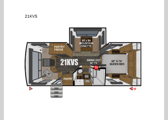 Floorplan - 2025 Creek Side Mountain Series 21KVS Travel Trailer