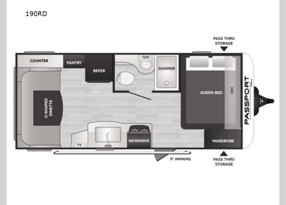 Floorplan - 2025 Passport Classic 190RD Travel Trailer