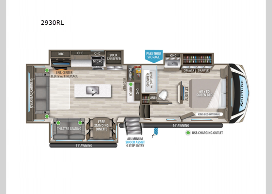 Floorplan - 2024 Solitude S-Class 2930RL Fifth Wheel