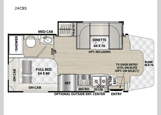 Floorplan - 2024 Prism Select 24CBS Motor Home Class C - Diesel