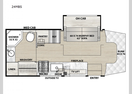 Floorplan - 2024 Prism Select 24MBS Motor Home Class C - Diesel