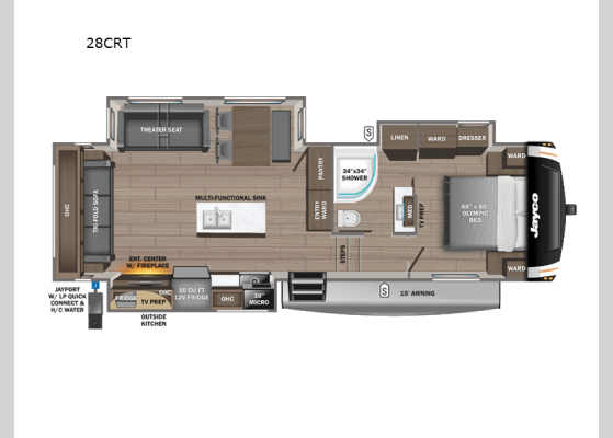 Floorplan - 2025 Eagle HT 28CRT Fifth Wheel