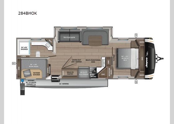 Floorplan - 2025 Eagle HT 284BHOK Travel Trailer