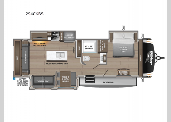 Floorplan - 2025 Eagle HT 294CKBS Travel Trailer