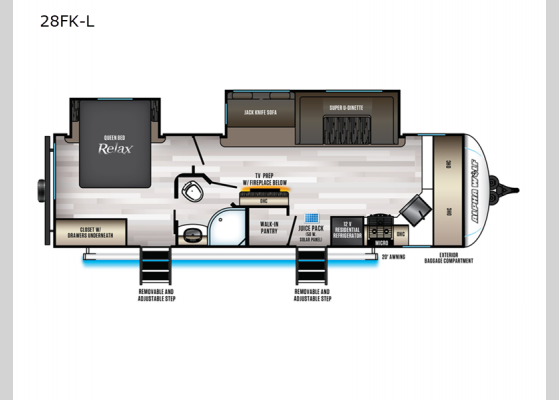 Floorplan - 2023 Cherokee Alpha Wolf 28FK-L Travel Trailer