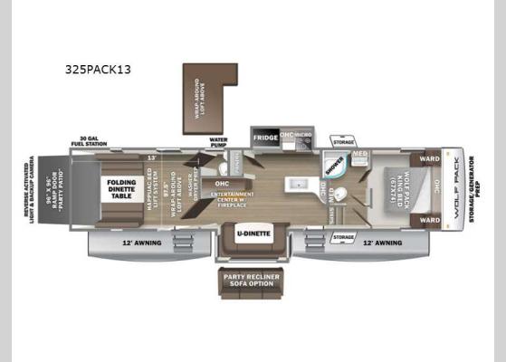 Floorplan - 2023 Cherokee Wolf Pack 325PACK13 Toy Hauler Fifth Wheel