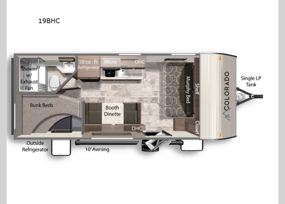 Floorplan - 2025 Colorado 19BHC Travel Trailer