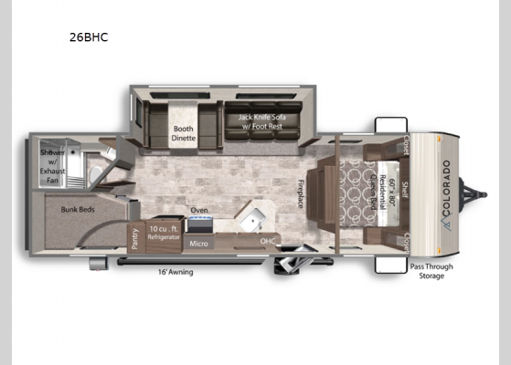 Floorplan - 2025 Colorado 26BHC Travel Trailer