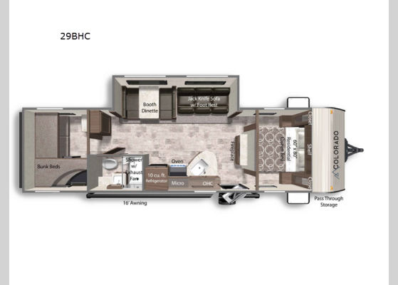 Floorplan - 2025 Colorado 29BHC Travel Trailer