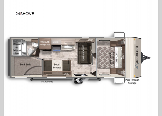 Floorplan - 2025 Colorado 24BHCWE Travel Trailer