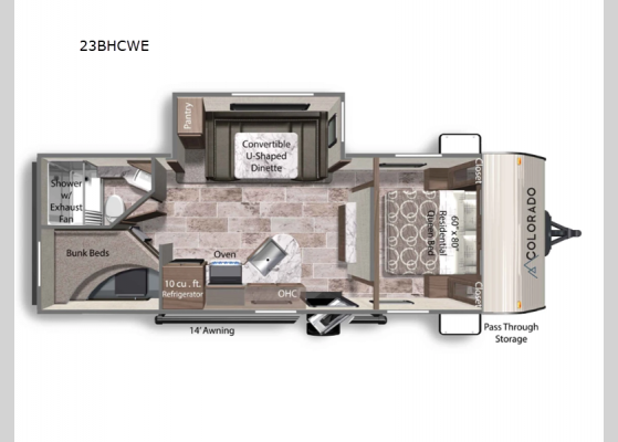 Floorplan - 2025 Colorado 23BHCWE Travel Trailer