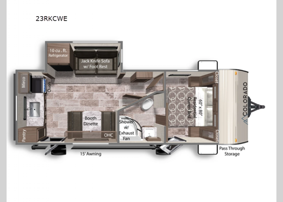 Floorplan - 2025 Colorado 23RKCWE Travel Trailer