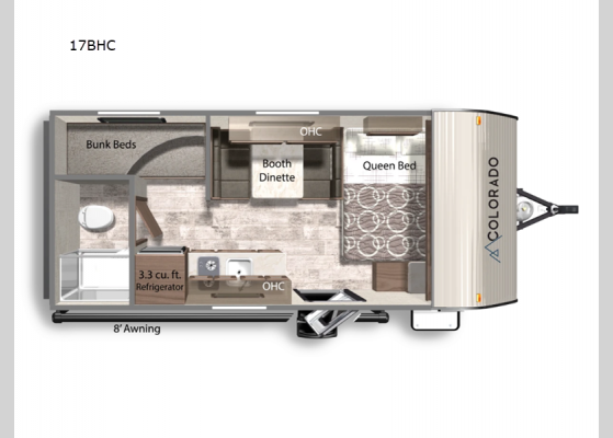 Floorplan - 2025 Colorado 17BHC Travel Trailer