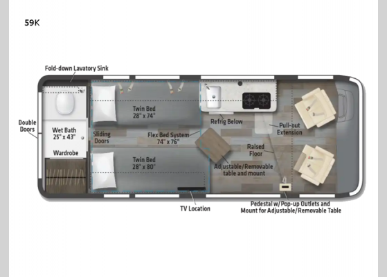 Floorplan - 2024 Travato 59K Motor Home Class B