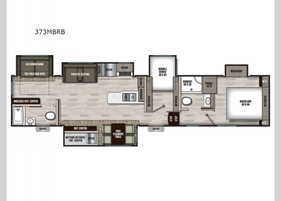 Floorplan - 2023 Chaparral 373MBRB Fifth Wheel
