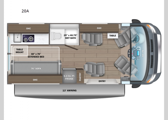 Floorplan - 2024 Ethos 20A Motor Home Class B