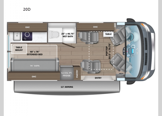 Floorplan - 2024 Ethos 20D Motor Home Class B