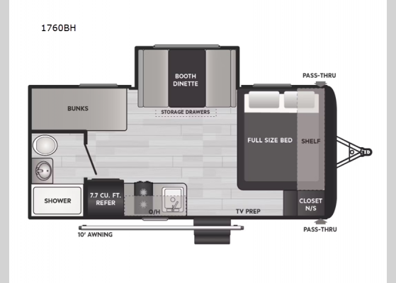 Floorplan - 2025 Springdale Classic Mini 1760BH Travel Trailer