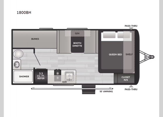 Floorplan - 2025 Springdale Classic Mini 1800BH Travel Trailer