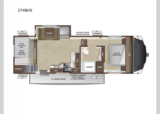 Floorplan - 2025 GSL Light Duty 274BHS Fifth Wheel