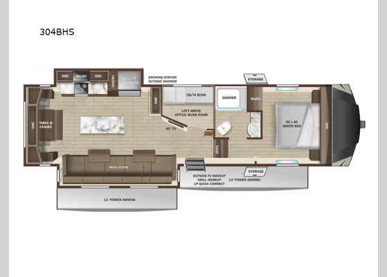 Floorplan - 2025 GSL Light Duty 304BHS Fifth Wheel