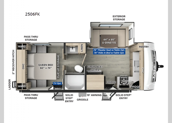 Floorplan - 2025 Rockwood Mini Lite 2506FK Travel Trailer