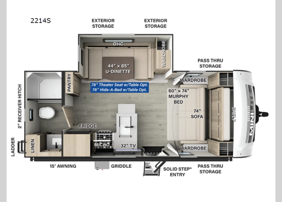 Floorplan - 2025 Rockwood Mini Lite 2214S Travel Trailer