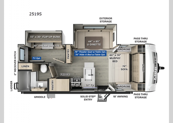 Floorplan - 2025 Rockwood Mini Lite 2519S Travel Trailer