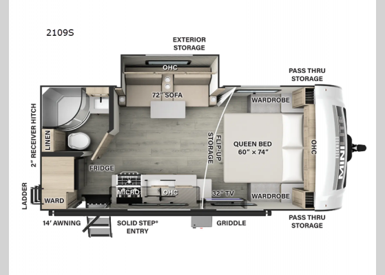 Floorplan - 2025 Rockwood Mini Lite 2109S Travel Trailer