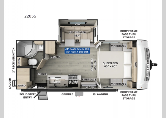 Floorplan - 2025 Rockwood Mini Lite 2205S Travel Trailer