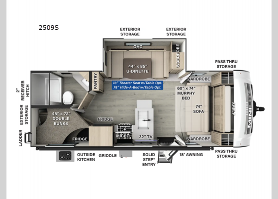 Floorplan - 2025 Rockwood Mini Lite 2509S Travel Trailer