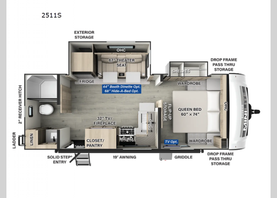 Floorplan - 2025 Rockwood Mini Lite 2511S Travel Trailer