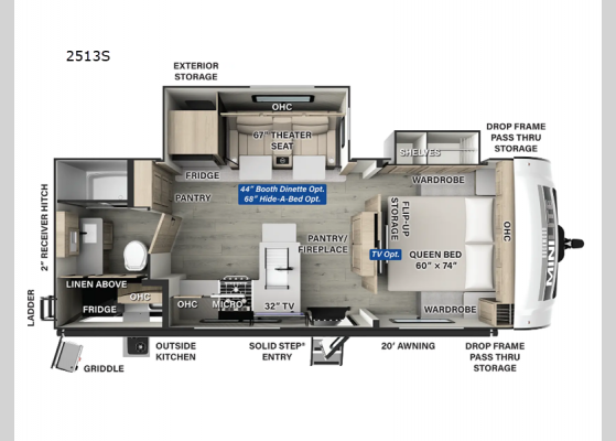 Floorplan - 2025 Rockwood Mini Lite 2513S Travel Trailer