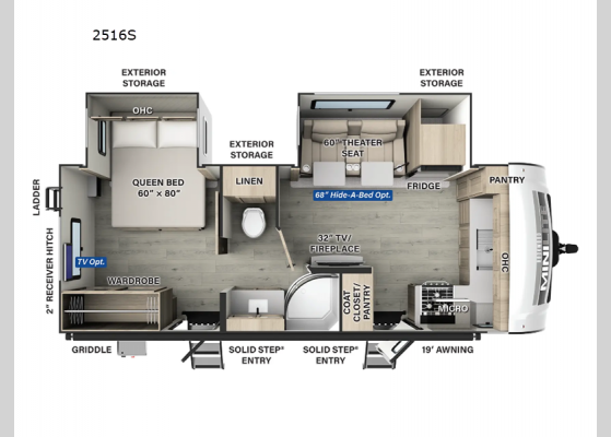 Floorplan - 2025 Rockwood Mini Lite 2516S Travel Trailer