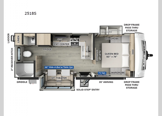 Floorplan - 2025 Rockwood Mini Lite 2518S Travel Trailer