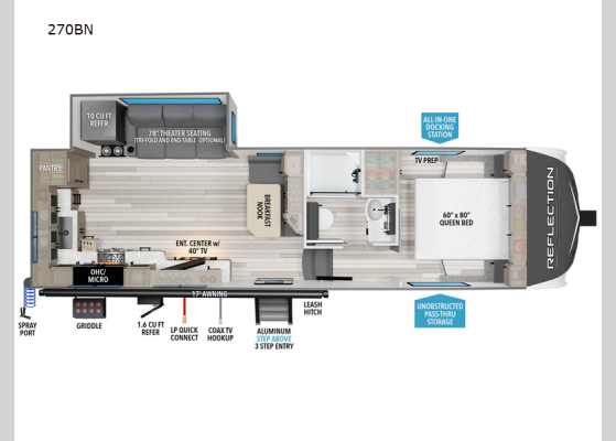 Floorplan - 2025 Reflection 150 Series 270BN Fifth Wheel