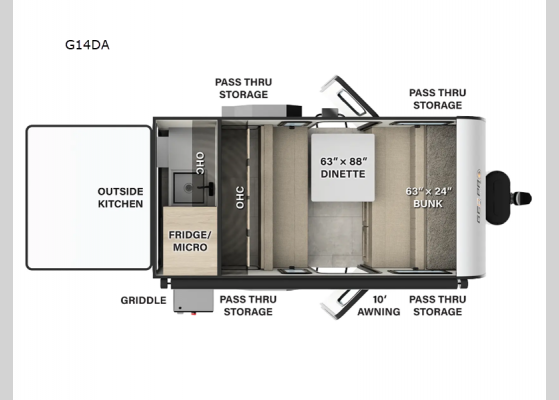 Floorplan - 2025 Rockwood GEO Pro G14DA Travel Trailer