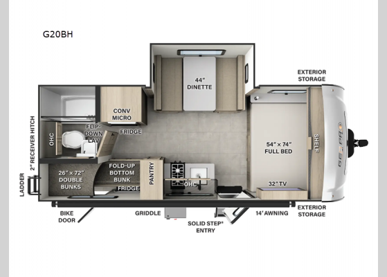 Floorplan - 2025 Rockwood GEO Pro G20BH Travel Trailer