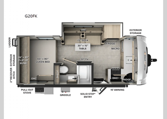 Floorplan - 2025 Rockwood GEO Pro G20FK Travel Trailer