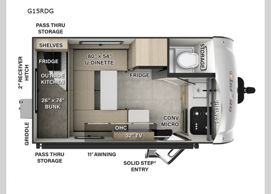 Floorplan - 2025 Rockwood GEO Pro G15RDG Travel Trailer