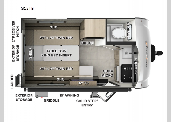 Floorplan - 2025 Rockwood GEO Pro G15TB Travel Trailer